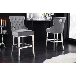 LuxD Designová barová židle Queen Lví hlava šedá