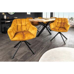 LuxD Designová otočná židle Vallerina hořčičný samet
