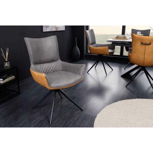 LuxD Designová otočná židle Wendell šedá / hnědá
