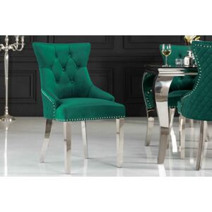 LuxD Designová židle Queen Lví hlava smaragdově-zelený samet