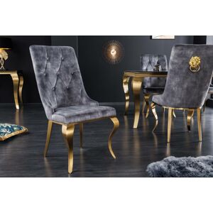 LuxD Designová židle Rococo Lví hlava šedá / zlatá