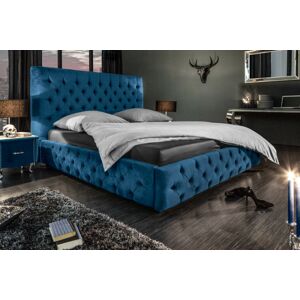 LuxD 24746 Designová postel Laney 160x200 cm tmavě modrý samet závěsné svítidlo