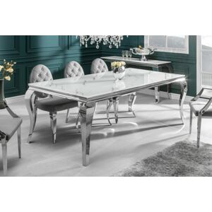 LuxD Designový jídelní stůl Rococo 180 cm stříbrný - mramor