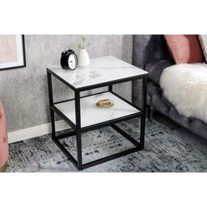 LuxD Designový odkládací stolek Latrisha 45 cm bílý - vzor mramor