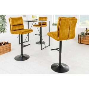 LuxD Designová barová otočná židle Frank hořčičný samet