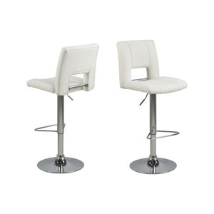 Dkton Designová barová židle Nerine bílá a chromová-ekokůže