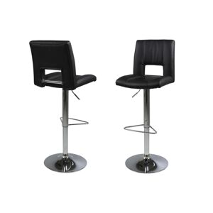 Dkton Designová barová židle Nerine černá a chromová-ekokůže