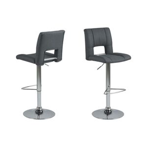 Dkton Designová barová židle Nerine tmavě šedá a chromová-tkanina