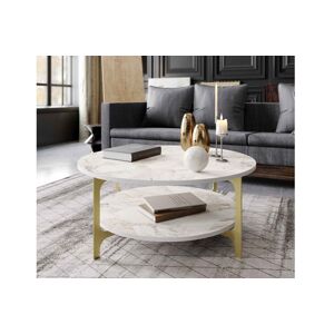 Sofahouse Designový konferenční stolek Rawiya 90 cm bílý/zlatý