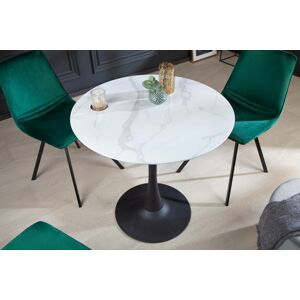 LuxD Kulatý jídelní stůl Saima 80 cm bílo-černý - vzor mramor