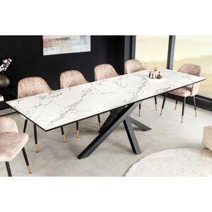 LuxD Roztahovací keramický stůl Paquita 180-220-260 cm bílý mramor