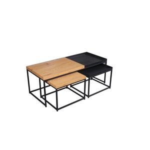 LuxD Set konferenčních stolků Giuliana 3 ks vzor dub - černý